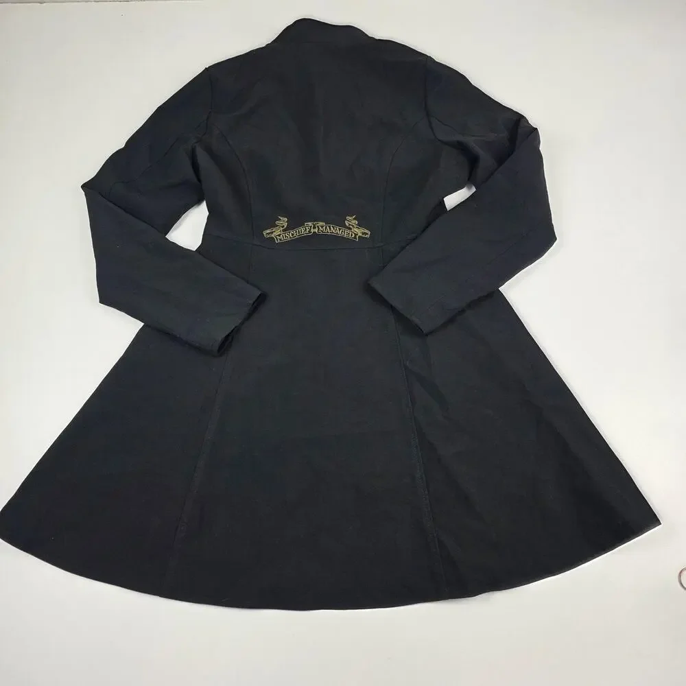 Harry Potter Coat Womens Medium Black Marauders Map Fit Flare Hot Topic Buttons‎